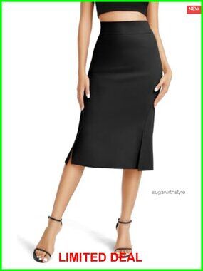 Fishtail Pencil Skirt High Waist Bodycon Midi Slit Stretch Office